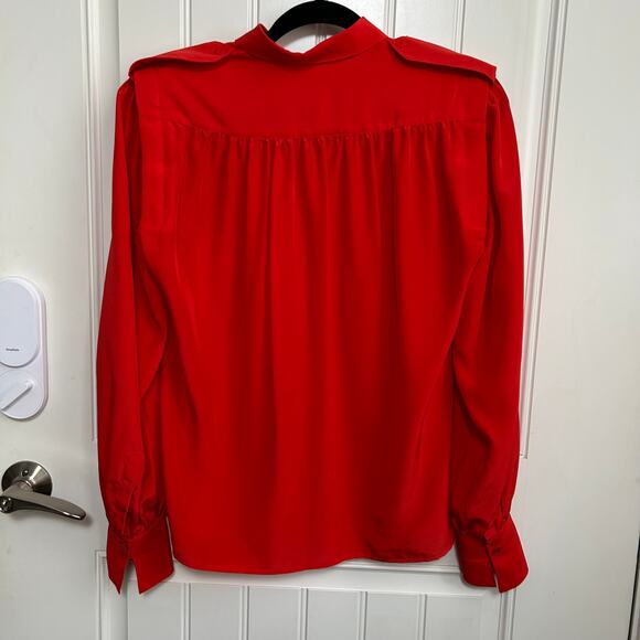 Vintage Regina Porter Red Secretary Blouse M Classic French Chic Office Parisian - Picture 9 of 11